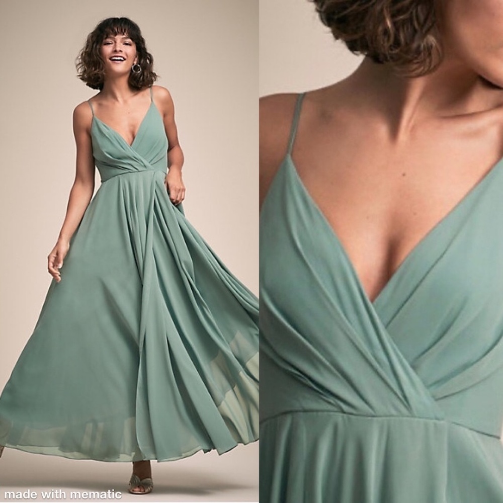 BHLDN Eva Dress: Green/Moss Color